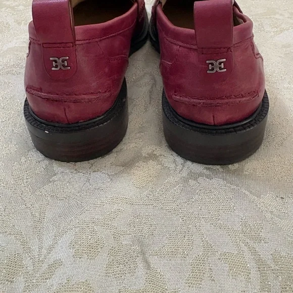 Sam Edelman Burgundy and Cream Tassel Cagliari Loafers Size 8 - Picture 8 of 14